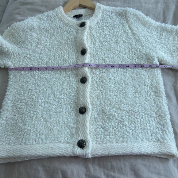 Cream Textured Knit Cardigan Sweater - Picture 6 of 11